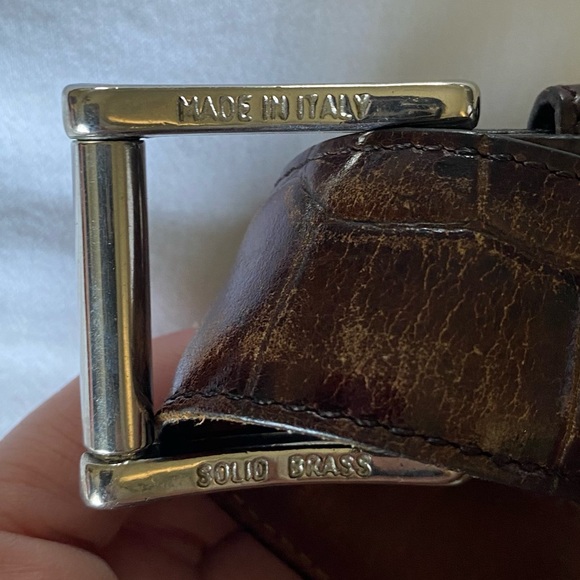 Men's Dark Brown Vintage Leather Crookhorn Belt - Picture 3 of 7